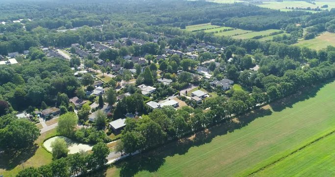 Dutch Village Called Beetsterzwaag, Neighborhood with Apartment Blocks, Friesland, Netherlands / Holland &ndash; 4K Drone Footage