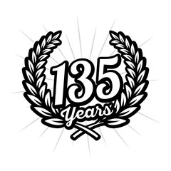 Obraz premium 135 years anniversary celebration with laurel wreath. 135th logo. Vector and illustration.