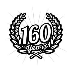 160 years anniversary celebration with laurel wreath. 160th logo. Vector and illustration.