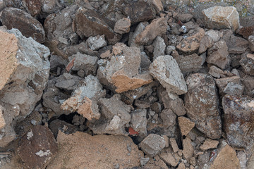Background, fallen wall in an old abandoned warehouse