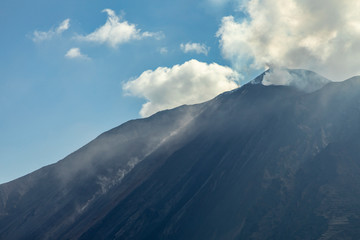 Fototapeta premium Stromboli crater smoking