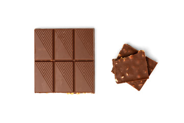 Chocolate bar isolated on white background.