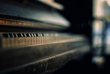 Closeup of a vintage piano