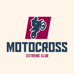 Fototapeta premium Motocross extreme club simple logo template with red box