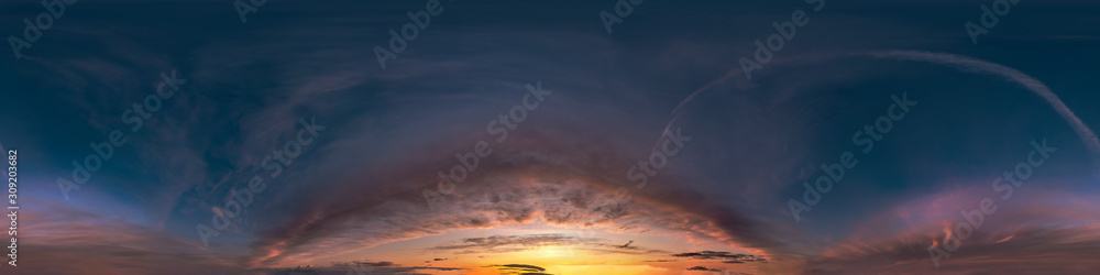 Wall mural seamless hdri panorama 360 degrees angle view of dark blue sky before sunset with beautiful awesome 