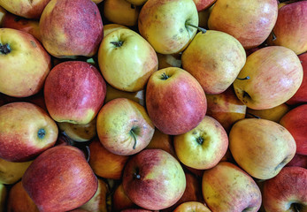  Juicy Organic Apples on a counter in a store.