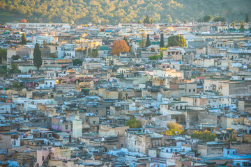 View from above on Fez medina in Morocco - the largest medina in the world