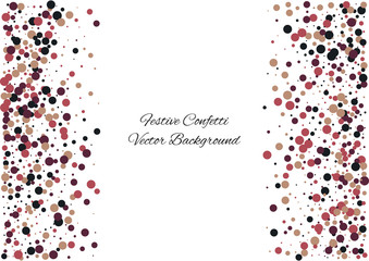 Festive color round confetti background. Abstract frame confetti texture for holiday, postcard, poster, website, carnivals, birthday and children's parties. Cover confetti mock-up. Wedding card layout