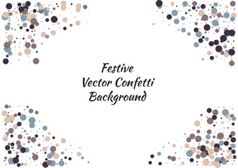 Festive color round confetti background. Abstract frame confetti texture for holiday, postcard, poster, website, carnivals, birthday and children's parties. Cover confetti mock-up. Wedding card layout
