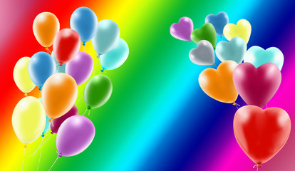 image of balloons on multi-colored background closeup