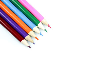 Color pencils isolated on white background.