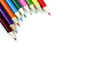 Color pencils isolated on white background.