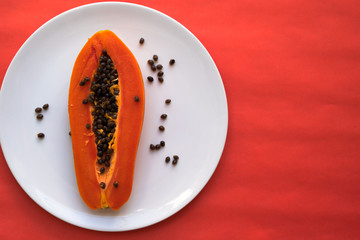 Papaya on a white plate