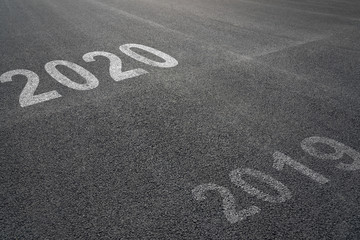 Copy space across 2020 asphalt pavement