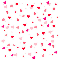 Heart confetti of Valentines petals falling on transparent background. Flower petal in shape of heart confetti for Women's Day 