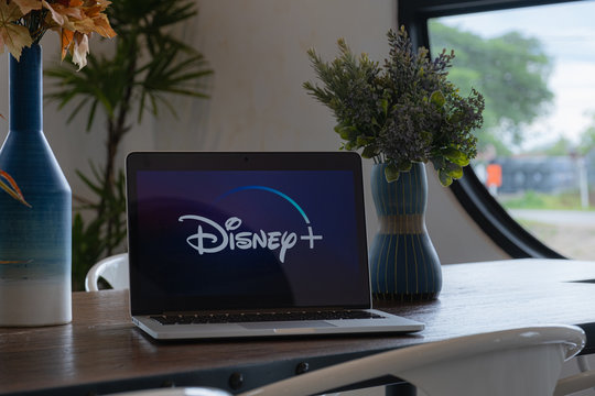 CHIANGMAI, THAILAND - JULY 17,2019 : Macbook with Disney plus on screen. Disney+ is an online video streaming subscription service, set to launch in the US in September.