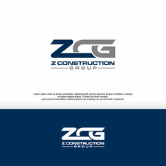 initials ZCG for construction companies, the letter CG stands for construction group, logo