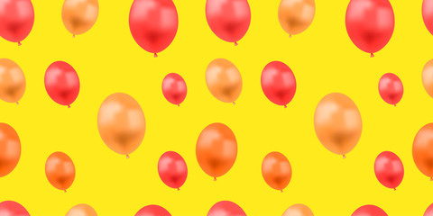 Vector Colorful Seamless Festive Pattern with Bright Reed, Orange and Yellow Balloons.