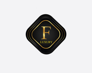 Golden Circle Luxury Letter F logo. Elegant Luxury Logo template in vector for Restaurant, Royalty, Boutique, Cafe, Hotel, wedding, Jewelry, Fashion , emblem, label vector illustration with golden col