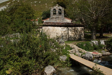 Fototapeta na wymiar Church in the village Bulnes in national park Picos de Europa in Asturia,Spain,Europe