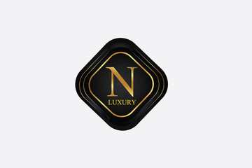 Golden Circle Luxury Letter N logo. Elegant Luxury Logo template in vector for Restaurant, Royalty, Boutique, Cafe, Hotel, wedding, Jewelry, Fashion , emblem, label vector illustration with golden col