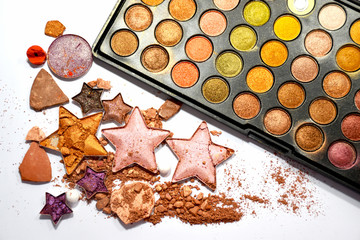 breaked blushon on white background