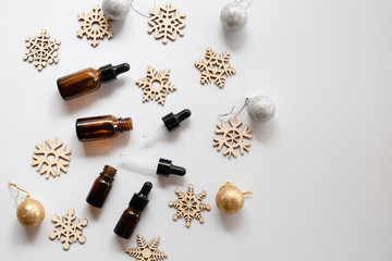natural skincare products on white background.