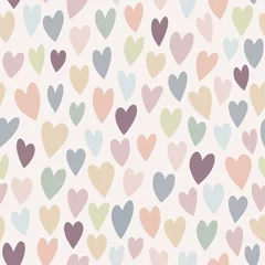 Behang Vector naadloos patroon met kleurrijke harten. Creatieve Scandinavische kinderachtige achtergrond voor Valentijnsdag © AngellozOlga