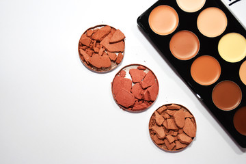 breaked blushon on white background