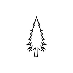 Obraz premium Christmas tree doodle pine tree sketch tree drawing holiday decoration star ornament retro Xmas