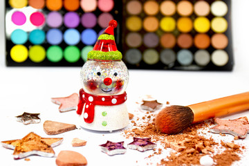 christmas tree and snowman