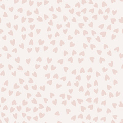 Vector seamless pattern with little hearts. Creative scandinavian childish background for Valentine's Day. Neutral hearty backdrop for wrapping paper, textile, fabric, card making.
