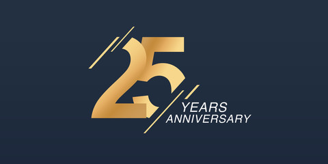 25 years anniversary vector icon, logo. Graphic design element with golden number - obrazy, fototapety, plakaty