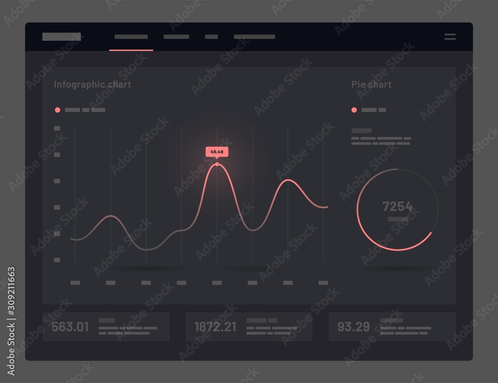 Poster web app dashboard ui and ux kit. elements of infographics on a black background. use in presentation
