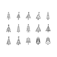 Christmas tree doodle pine tree sketch tree drawing holiday decoration star ornament retro Xmas