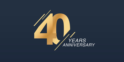40 years anniversary vector icon, logo. Graphic design element with golden number - obrazy, fototapety, plakaty