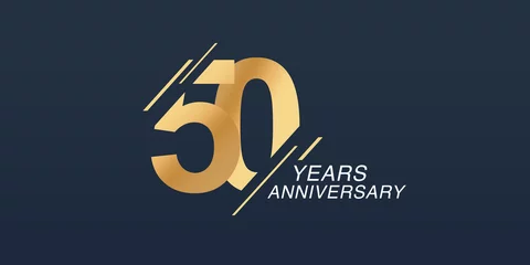 Foto op Canvas 50 years anniversary vector icon, logo. Graphic design element with golden number © kora_ra_123
