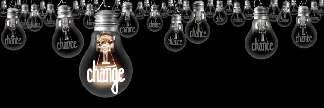 Light Bulbs with Chance and Change Concept