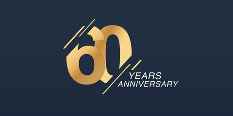 60 years anniversary vector icon, logo. Graphic design element with golden number