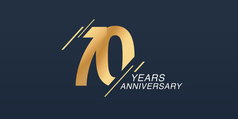 70 years anniversary vector icon, logo. Graphic design element with golden number