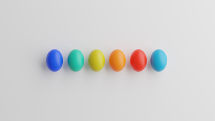 Colored eggs view from top with shadow