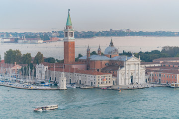 Fototapeta na wymiar Aerial view of the landscapes during sunset in Venice, Italy