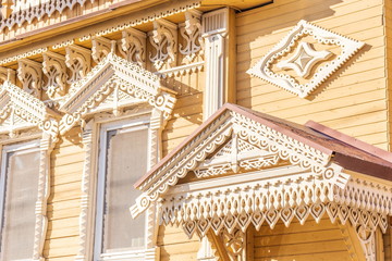 Russia, Samara, August 2019: House of the bourgeois Avdotya Petrovna Komarova in Samara. Fragment.