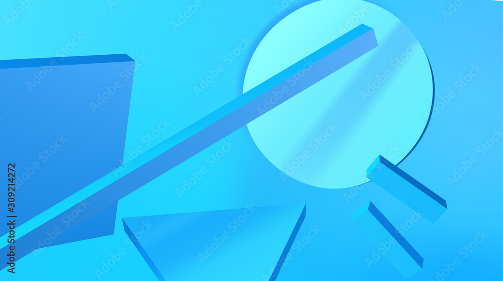 Poster abstract background with blue shapes in modern avantgarde style