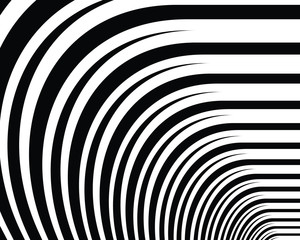 Digital image with a psychedelic stripes Wave design black and white. Optical art background. Texture with wavy, curves lines. Vector illustration