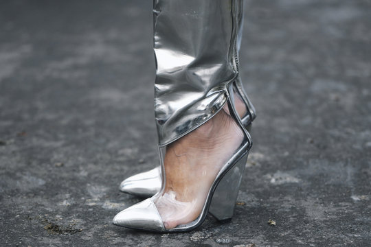 Paris, France - March 01, 2019: Street style outfit -  Fancy shoes in detail after a fashion show during Paris Fashion Week - PFWFW19
