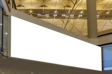 Mockup image of Blank billboard posters and led in the airport terminal station for advertising