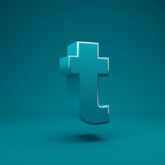 Obraz premium Aqua Menthe 3d letter T lowercase. 3D rendering. Best for anniversary, birthday party, celebration, advertising.