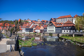 Obraz premium Haßlach river in front of fortress Rosenberg