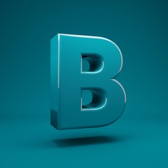 Aqua Menthe 3d letter B uppercase. 3D rendering. Best for anniversary, birthday party, celebration, advertising.